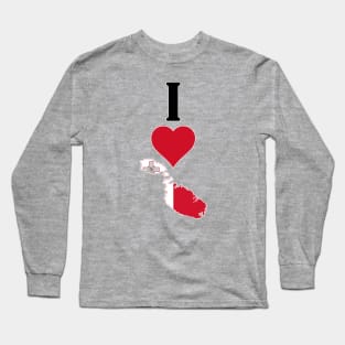 I Heart Malta Vertical I Love Maltese National Flag Map Long Sleeve T-Shirt